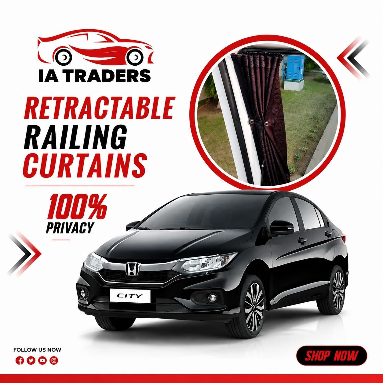 Retractable Railing Curtains — Honda City 21-26