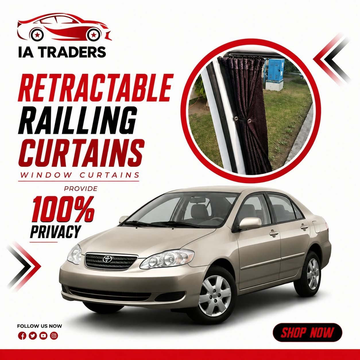 Retractable Railing Curtains — Toyota Corolla 2002-07