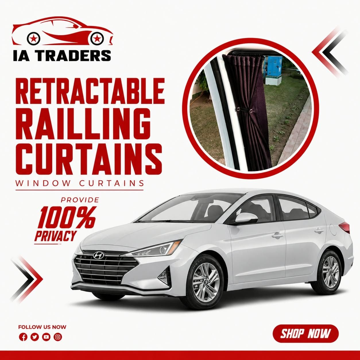 Retractable Railing Curtains — Hyundai Elantra 2017-24