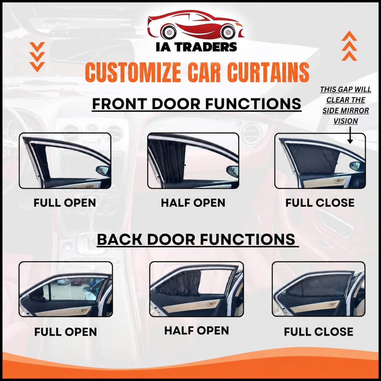Railing Curtains — Front & Back Door Set