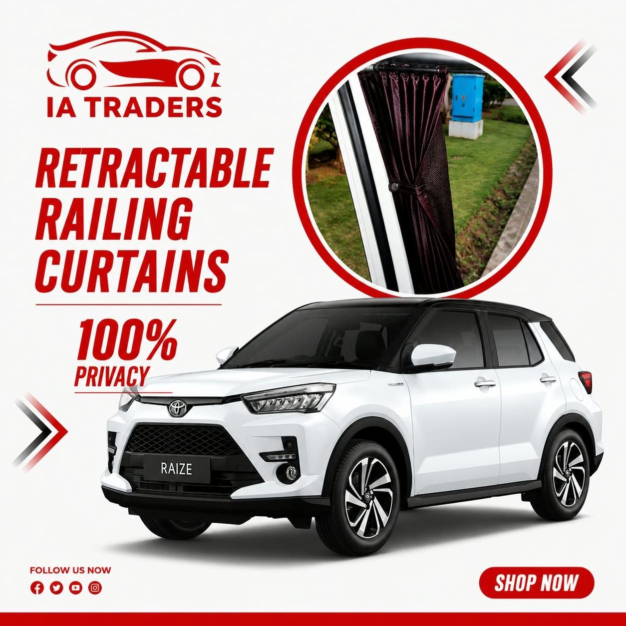 Retractable Railing Curtains — Toyota Raize (Rocky)